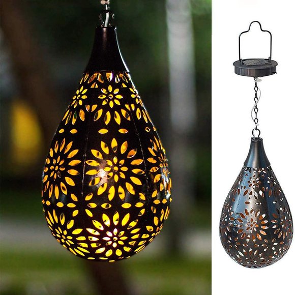 New Set of 2 Outdoor Boho Hanging Solar Lights - Picture 2 of 6